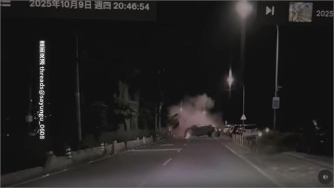 男撞石墩「車飛半空中旋轉」　酒測值達1.22還謊稱被人載