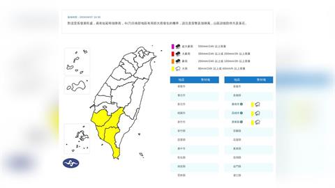 快新聞／雨彈開轟！3縣市大雨特報　一路下到晚上
