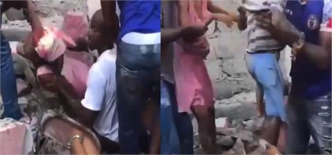 快新聞／海地強震居民狂挖瓦礫堆「把人救出來」畫面曝光　人群大街奔逃片瘋傳