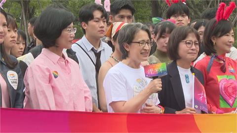 快新聞／台灣戰貓出動！蕭美琴率綠候選人參加同志遊行　高嘉瑜現場開唱畫面曝