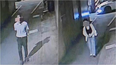 25歲女租客（右）遭隨機殺人魔林嫌（左）「割頸焚屍」，生前最後身影曝光。（圖／翻攝畫面）