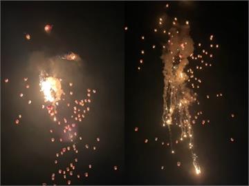 平溪天燈節「2主燈相撞」 燒成火球下墜畫面曝光