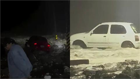 薔琵巨浪灌蘭嶼「百米外道路」車險滅頂！網見「石堆路面」嚇：怎麼上去的？
