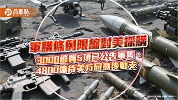 軍購條例限縮對美採購　3000億買5項已公告軍售、4800億待美方同意後動支