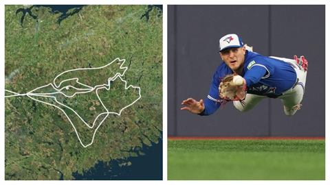 MLB(影)／這不是特效！死忠球迷飛行員「畫」出藍鳥隊徽　美聯冠軍戰最猛應援