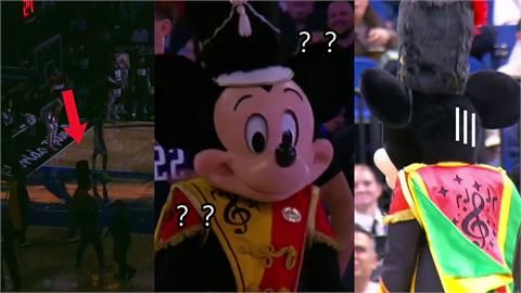 NBA(影)／怎有米老鼠亂入？迪士尼巨形人偶誤以為暫停　走進球賽再尷尬退場