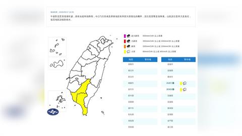 快新聞／雨彈開炸！2縣市大雨特報　恐一路下到明晚