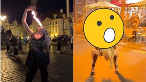 超兇網紅街頭「猛吞火球」太炸裂　秒彎腰「狂噴超巨烈焰」吸124萬人圍觀！