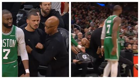 NBA(影)/塞爾提克總ㄟ怒噴裁判!火氣超大連助教都擋不住「險遭撂倒」