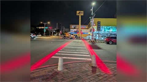 行人通過就發光! 台南市府試辦"投影警示系統"