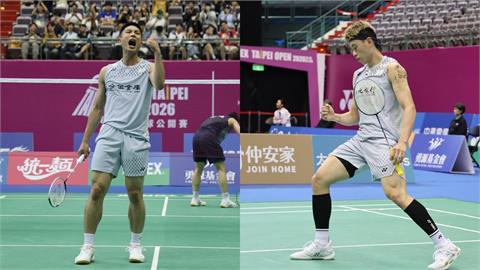 羽球(影)／台灣一、二哥都晉級！周天成、林俊易攜手闖台北羽球公開賽4強