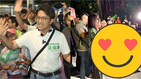 沈伯洋夜市拜票「正妹記者裸腿跪地」太霸氣暴紅！身真遭挖「竟是民視主播」網：超敬業