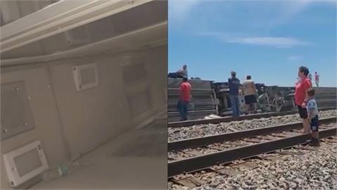 美密蘇里州火車撞砂石車！「出軌翻覆」釀3死50傷　乘客驚恐視角曝光