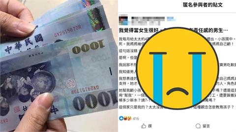 妻嗆老公「自己媽自己顧」加碼飆：媽寶軟爛…他哀月給「4萬」掀網2派激戰！