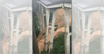 畫面曝光！貴州高速公路坍塌　疑多車墜橋「貨車半截懸空」
