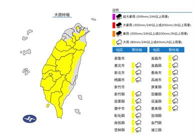 快新聞／午後雨彈開炸！　17縣市大雨特報