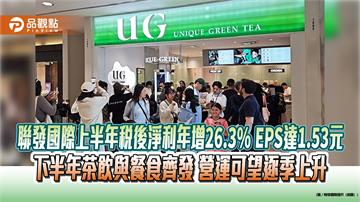 聯發國際上半年稅後淨利年增26.3% EPS達1.53元 下半年茶飲與餐食齊發 營運可望逐季上升