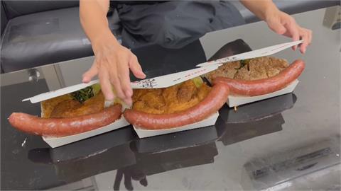 超豪華爆肉便當　香腸23公分超出便當盒.雞排比臉大