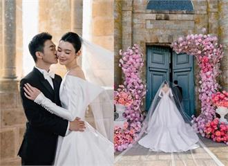 何猷君、奚夢瑤法國辦世紀婚禮　戴839萬名錶披Dior白紗