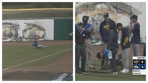 MiLB(影)／最離奇場內全壘打！球被外野手身體壓進草皮竟拿不起來所致