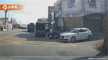 彰化奧迪撞機車！3歲女童險遭輾頭　母急救援　