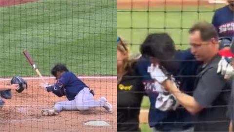 MiLB(影)／驚悚！李灝宇遭頭部觸身球倒地　隊職員攙扶提早退場治療