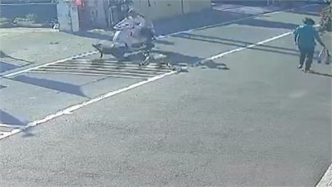 高雄大寮惡霸雙犬突暴衝追人！　嬤騎車載孫路過煞車不及慘摔