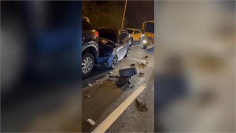 國三新竹段五車追撞　2駕駛下車報警　遭第六車撞飛　一輕兩重傷