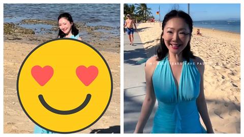王俐人峇里島大解放！辣曬深V高衩「大腿根外洩」　羞喊：50歲第一次