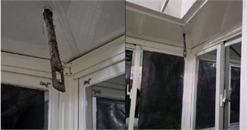 颱風天家裡突傳巨響！天母住戶驚見鐵條穿透陽台　憂求償無門