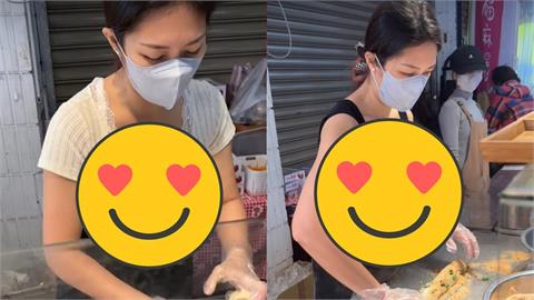 蘆洲麻糬攤闆娘「扣子沒扣」麻糬險掉地！「炸出海溝黑線」網嗨翻：不知要看哪