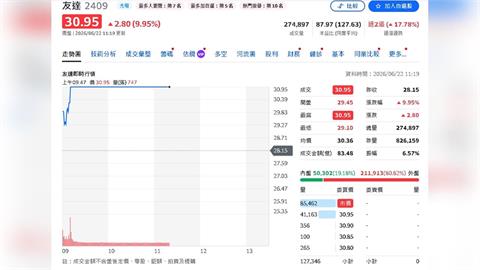 面板股王者歸來？友達飆停、群創成交稱霸　彩晶重登2字頭