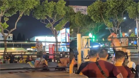 中壢夜市驚見「男女激戰」摔角秀！小孩圍觀「選手肉搏惹議」廟方回應了