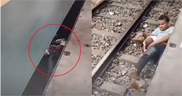 男童掉落月台「父秒跳軌肉身護子」　火車急速駛過！奇蹟活下來