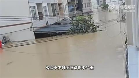 白海豚狂風暴雨橫掃　上海大淹水民眾公園游泳警察逮人
