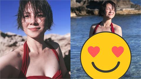 48歲李心潔脫了！紅色泳裝解放「火辣長腿」…網友全暴動：根本美少女
