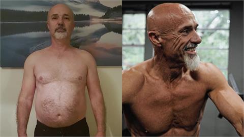 60歲大叔體重破百還有糖尿病　健身猛操1年驚變「肌肉龜仙人」