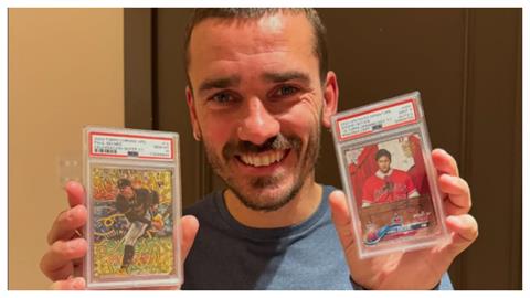 MLB(影)／歐洲足球明星也瘋大谷！格里茲曼開心秀出獨一無二棒球卡