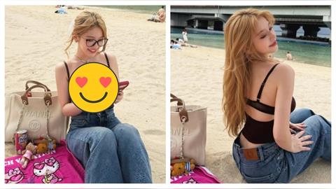 「北一女神」海邊解放比基尼！炸出深溝「細節全藏背後」辣翻眾人