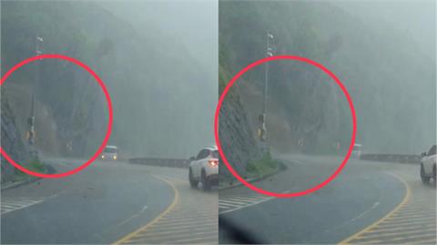 駕駛傻眼！花東午後大雨釀土石流　工務段：台11線「時雨瀑傾洩」已派員處理