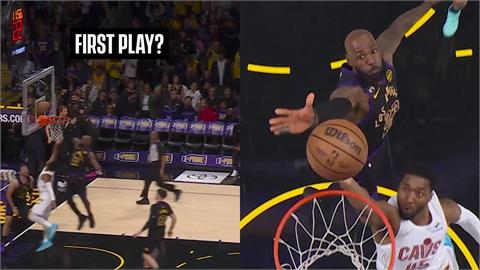 NBA(影)／堪稱史上最快！詹皇開賽「5秒」送光速追魂鍋　再秀野獸爆扣洗版社群