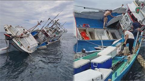 燭台嶼漁船觸礁「傾斜45度」　驚險搶救畫面曝