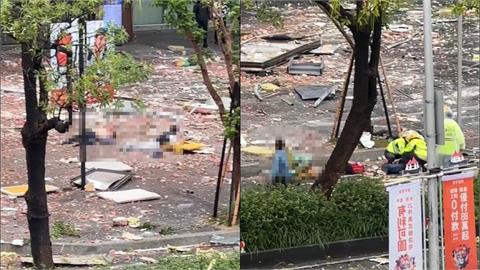 台中新光三越氣爆瞬間畫面曝光！3人遭炸飛「倒地搶救」2人無意識
