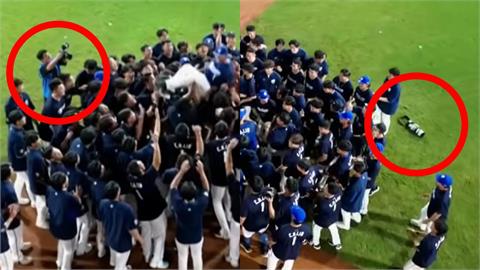 中職(影)／砲哥嚇傻：心都痛了！悍將攝影師為拍林哲瑄引退「連人帶機」慘摔