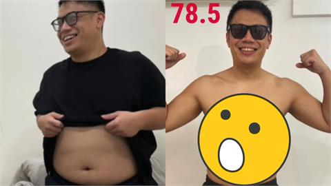 黑男暴胖直逼90kg！他花2個月狂減肥「體脂猛降6％」前後對比驚呆全網