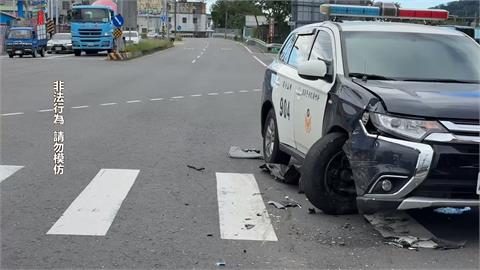 新竹街頭追捕掛「假車牌」小客車　駕駛囂張衝撞警車