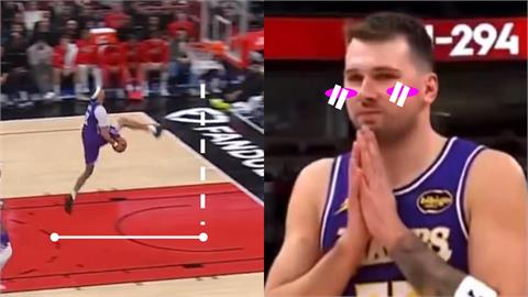NBA(影)/飛太遠!湖人中鋒「罰球線一步」胯下換手飛扣 D77嚇壞像「小公主」