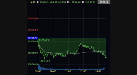 權值股乏力、中小股撐盤　台股跌84點失守15900關卡