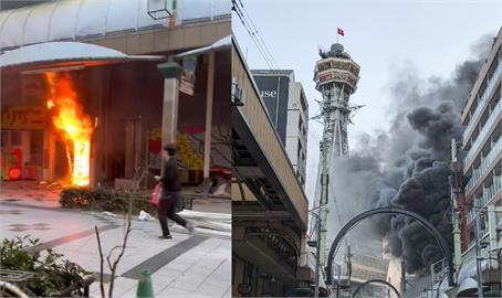 快新聞／驚！日本大阪通天閣附近商店街大火　傷亡不明全力灌救中