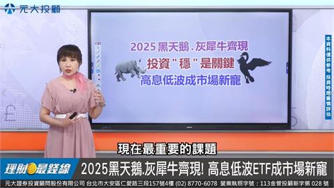 黑天鵝.灰犀牛滿場跑 "高息低波ETF"市場愛!
